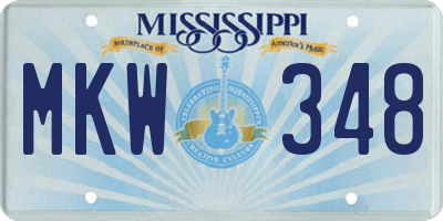 MS license plate MKW348