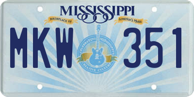 MS license plate MKW351
