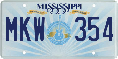 MS license plate MKW354