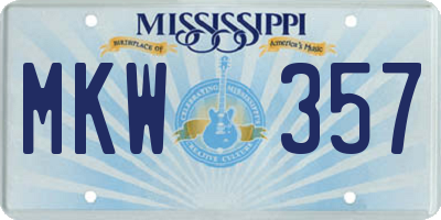 MS license plate MKW357