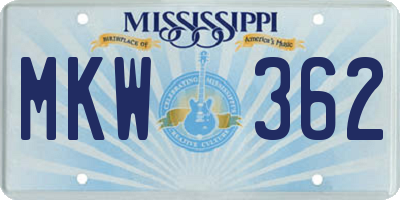 MS license plate MKW362
