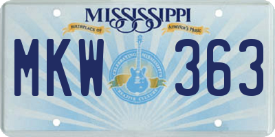 MS license plate MKW363