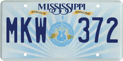 MS license plate MKW372