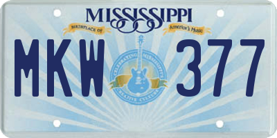 MS license plate MKW377