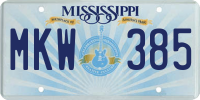 MS license plate MKW385