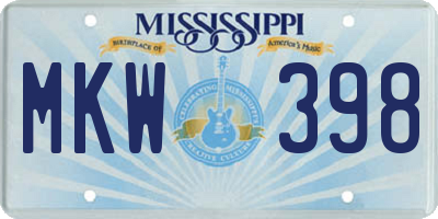 MS license plate MKW398