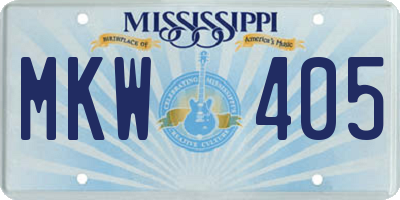 MS license plate MKW405
