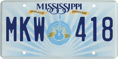 MS license plate MKW418