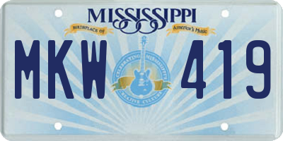 MS license plate MKW419