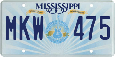 MS license plate MKW475