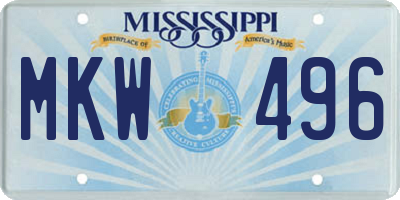 MS license plate MKW496