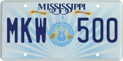 MS license plate MKW500