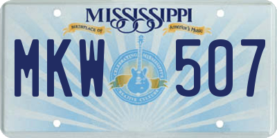 MS license plate MKW507