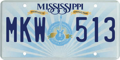 MS license plate MKW513