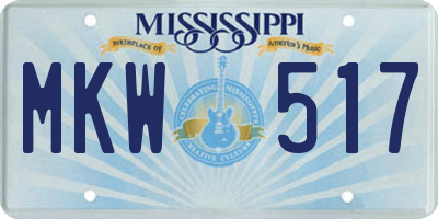 MS license plate MKW517
