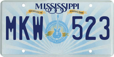 MS license plate MKW523