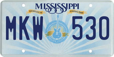 MS license plate MKW530