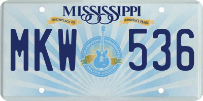 MS license plate MKW536