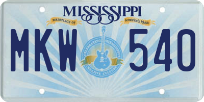 MS license plate MKW540