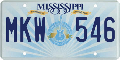MS license plate MKW546