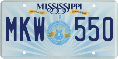 MS license plate MKW550