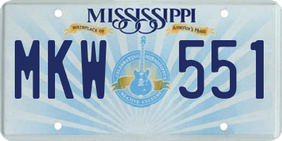 MS license plate MKW551