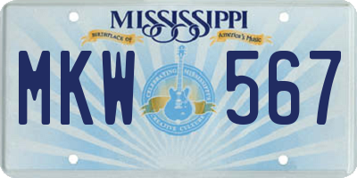 MS license plate MKW567