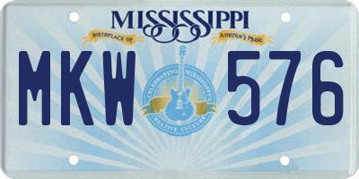 MS license plate MKW576