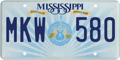 MS license plate MKW580