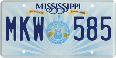 MS license plate MKW585