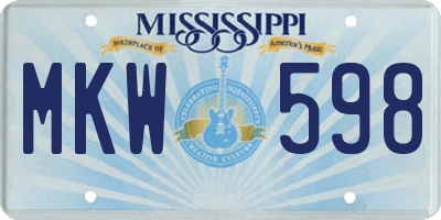 MS license plate MKW598