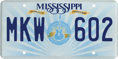MS license plate MKW602