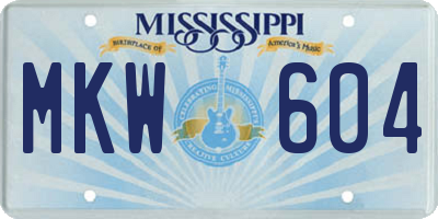 MS license plate MKW604