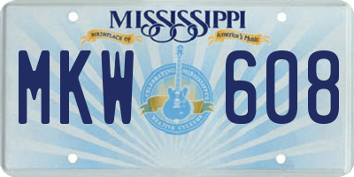 MS license plate MKW608