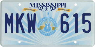 MS license plate MKW615