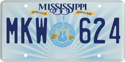 MS license plate MKW624