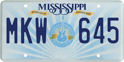 MS license plate MKW645