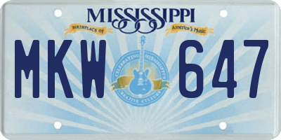 MS license plate MKW647