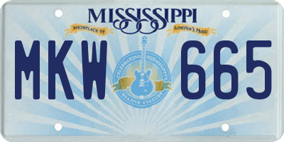 MS license plate MKW665