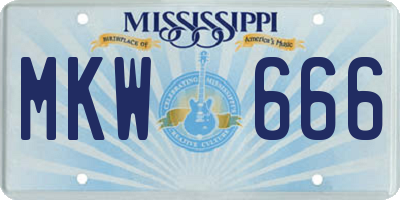 MS license plate MKW666