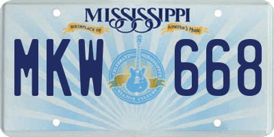 MS license plate MKW668