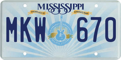 MS license plate MKW670