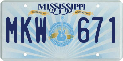 MS license plate MKW671