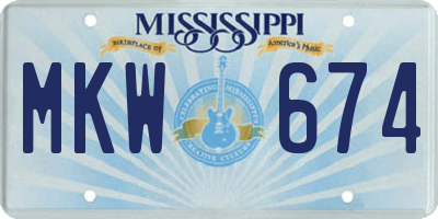 MS license plate MKW674