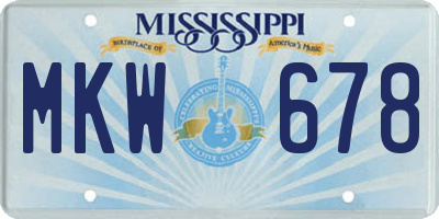 MS license plate MKW678