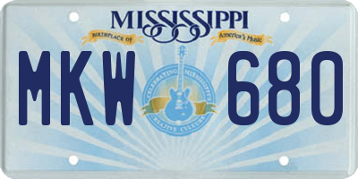 MS license plate MKW680