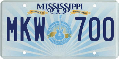 MS license plate MKW700