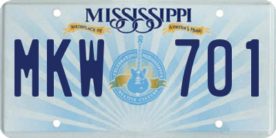 MS license plate MKW701