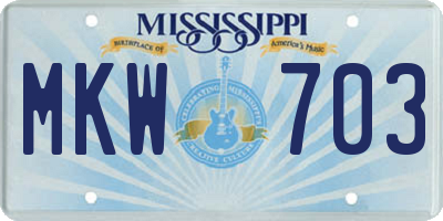 MS license plate MKW703