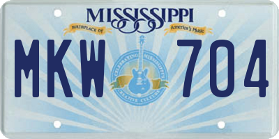 MS license plate MKW704